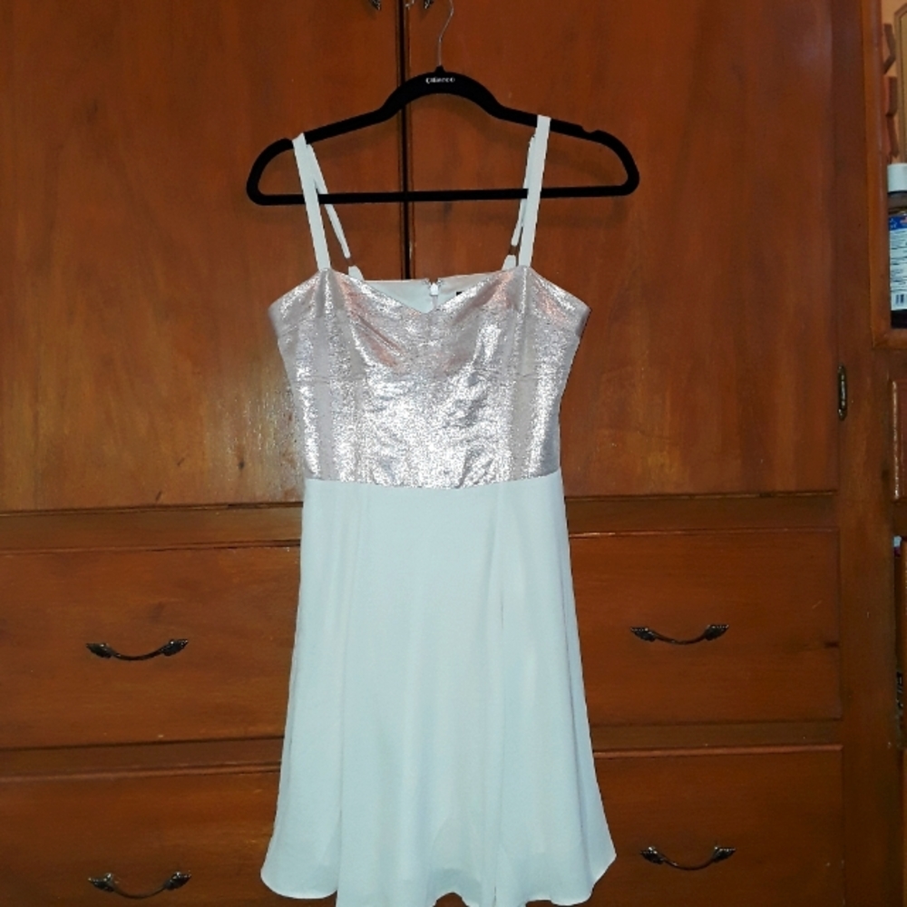 Sexy cream and gold colored cocktail dress